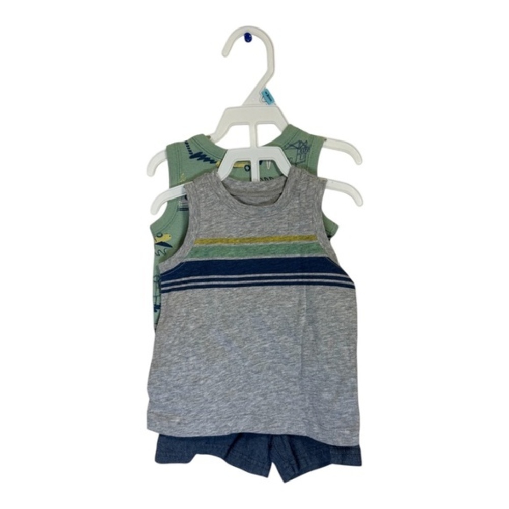 Carter's 3-piece Infant boys Clothing Blue Green Shorts T-Shirt One Piece Cars 6